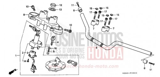 HANDLE PIPE/TOP BRIDGE NTV650S de 1995